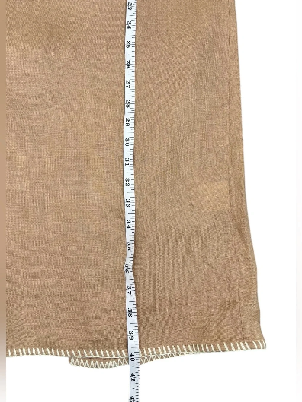 Petal & Pup Odette Linen Maxi Skirt Camel Tan XS NWT 100% Linen Contrast Stitch